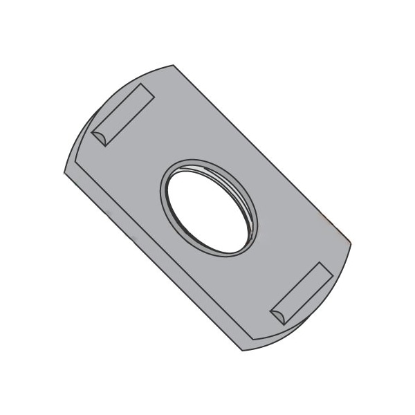 Newport Fasteners Tab Weld Nut, #10-32, Steel, 0.39 in Wd, 0.64 in Lg, 0.097 in Ht, 1000 PK 269639 - main